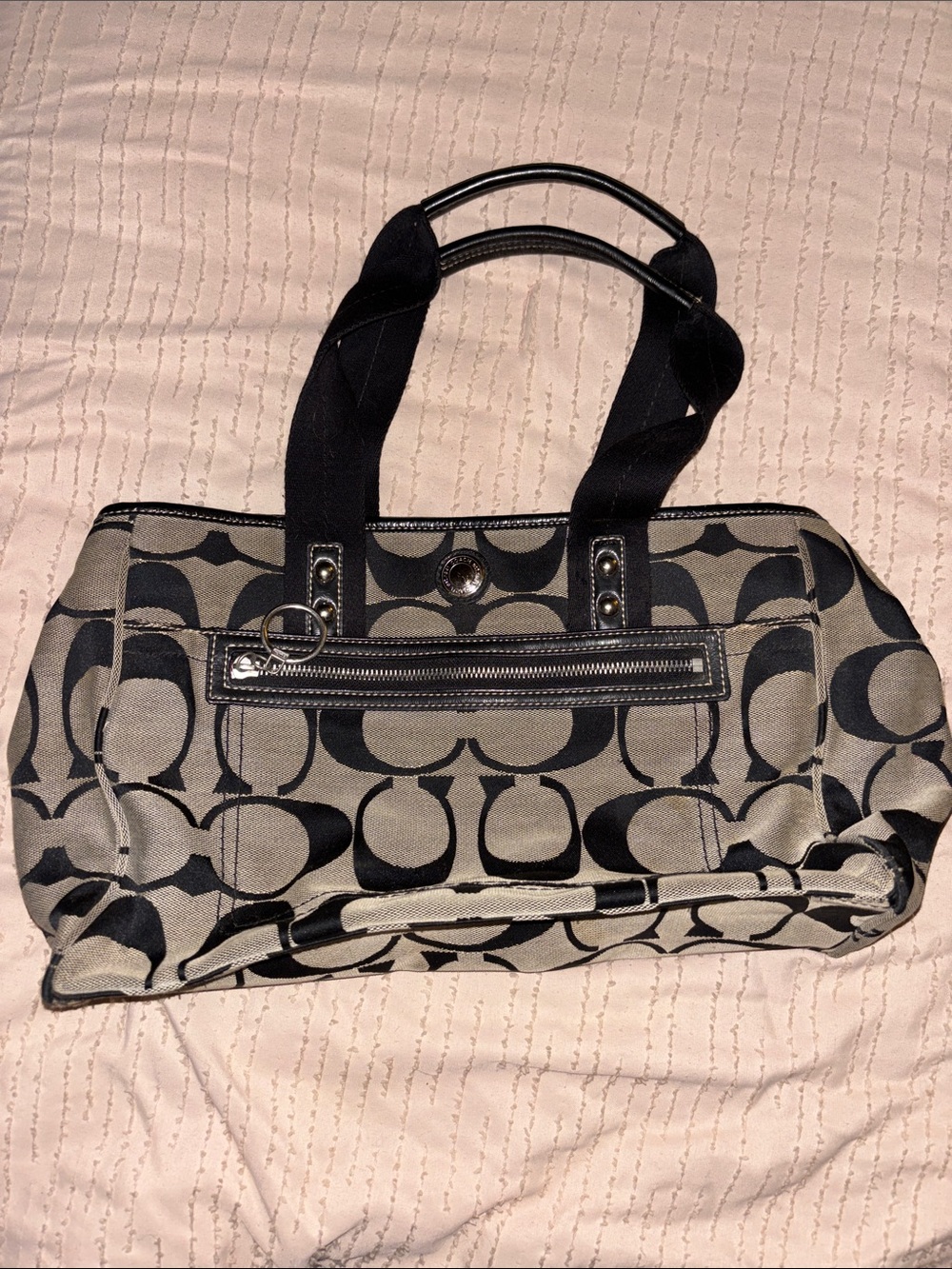 Coach Black and Grey Signature Canvas Tote
